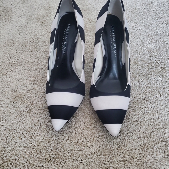 Christian Siriano Black and White Striped Heels - Picture 2 of 2